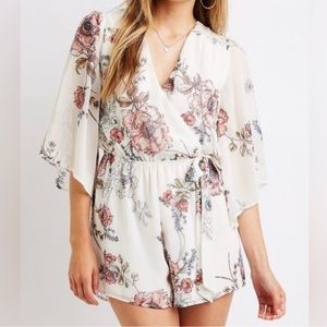 Charlotte Russe long sleeve floral flowy romper